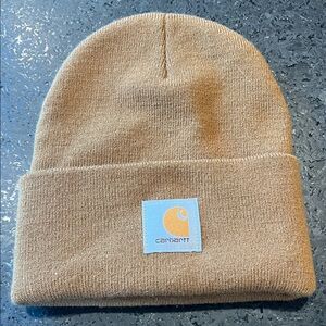 Carhartt Beanie in Tan with Gold Logo Patch